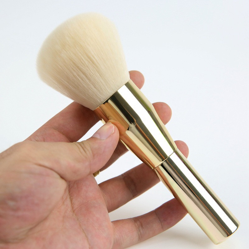 Bright Gold Aluminum Handle Kabuki Powder Makeup Brush